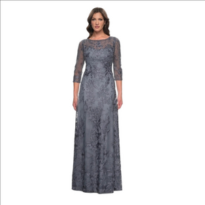 LA FEMME 30060 Mother of the Bride or Groom Gown Slate Blue Gray Size 10 NWT